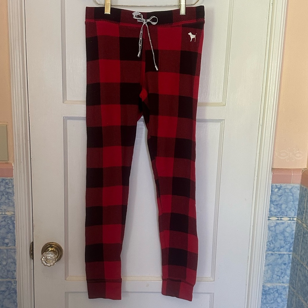 Victoria's Secret Pink Buffalo Plaid Sleep Cuffed Joggers Pajama Pants READ DESC